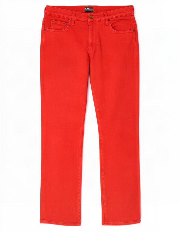 Lee Mens Knox Zip Straight Jeans W31 L34 Red Cotton