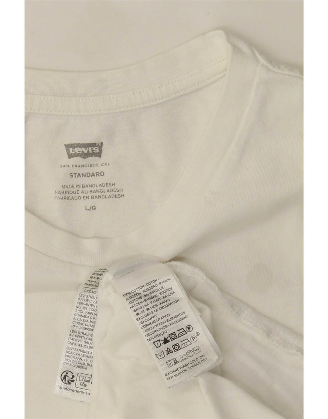 Levi's Mens Standard T-Shirt Top Large White Cotton