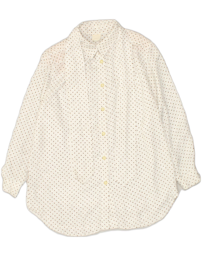 VINTAGE Womens Front Tie Shirt Blouse EU 42/44 XL White Polka Dot | Vintage Vintage | Thrift | Second-Hand Vintage | Used Clothing | Messina Hembry 