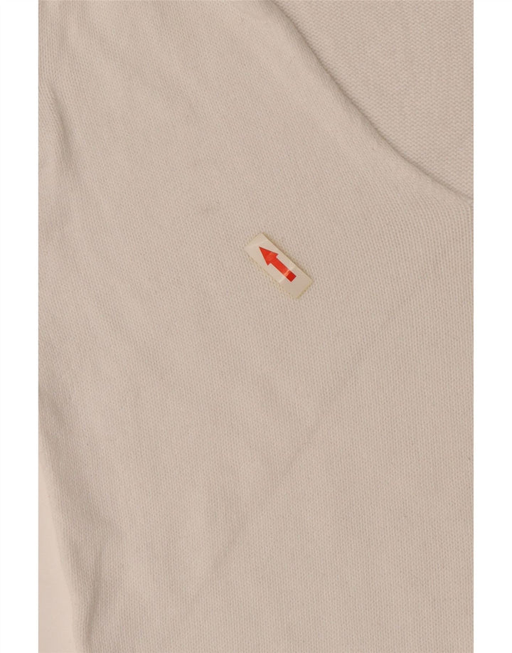 Lotto Womens V-Neck Jumper Sweater UK 12 Medium White Cotton