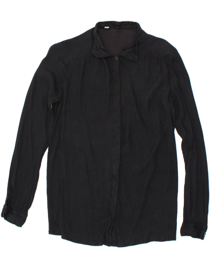 VINTAGE Womens Shirt EU 40 Medium Black Viscose Vintage Vintage and Second-Hand Vintage from Messina Hembry 