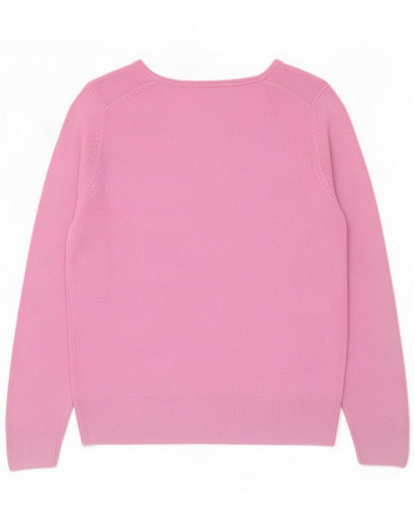 Marks & Spencer Womens V-Neck Jumper Sweater UK 14 Large Pink Acrylic