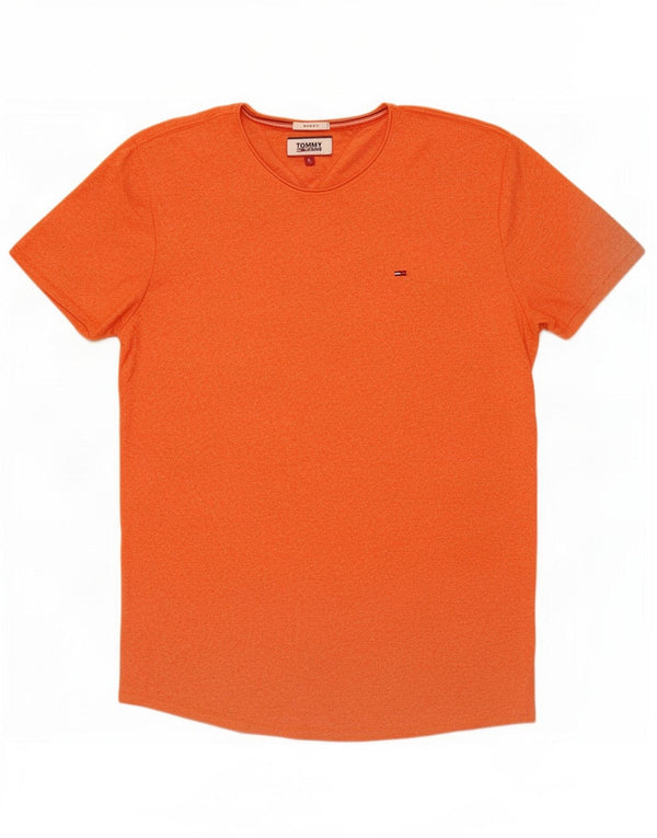 Tommy Hilfiger Mens Slim Fit T-Shirt Top Large Orange Flecked Cotton