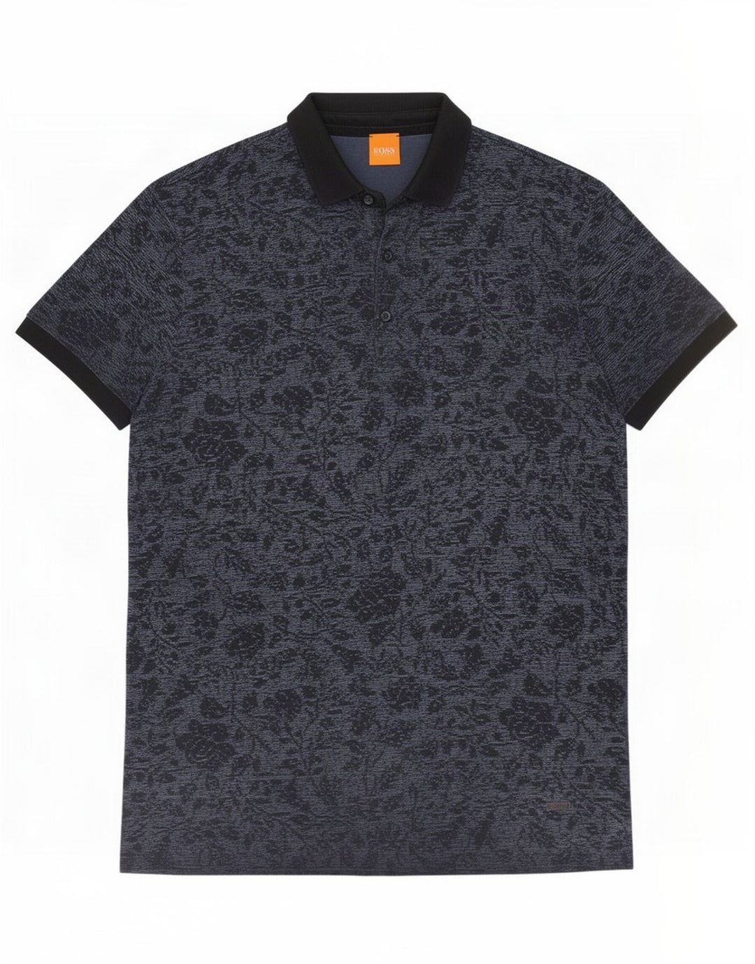 Hugo Boss Mens Polo Shirt Medium Navy Blue Floral Cotton