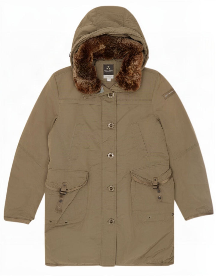 PEUTEREY Womens Hooded Padded Coat IT 48 XL Khaki Polyamide