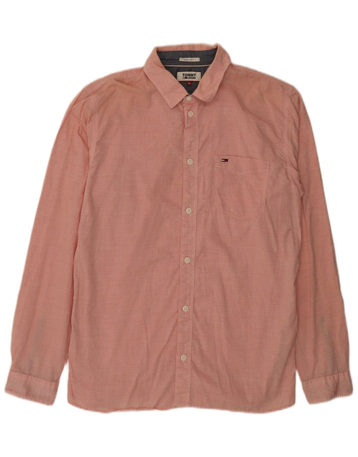 TOMMY HILFIGER Mens Regular Fit Shirt Medium Pink Cotton