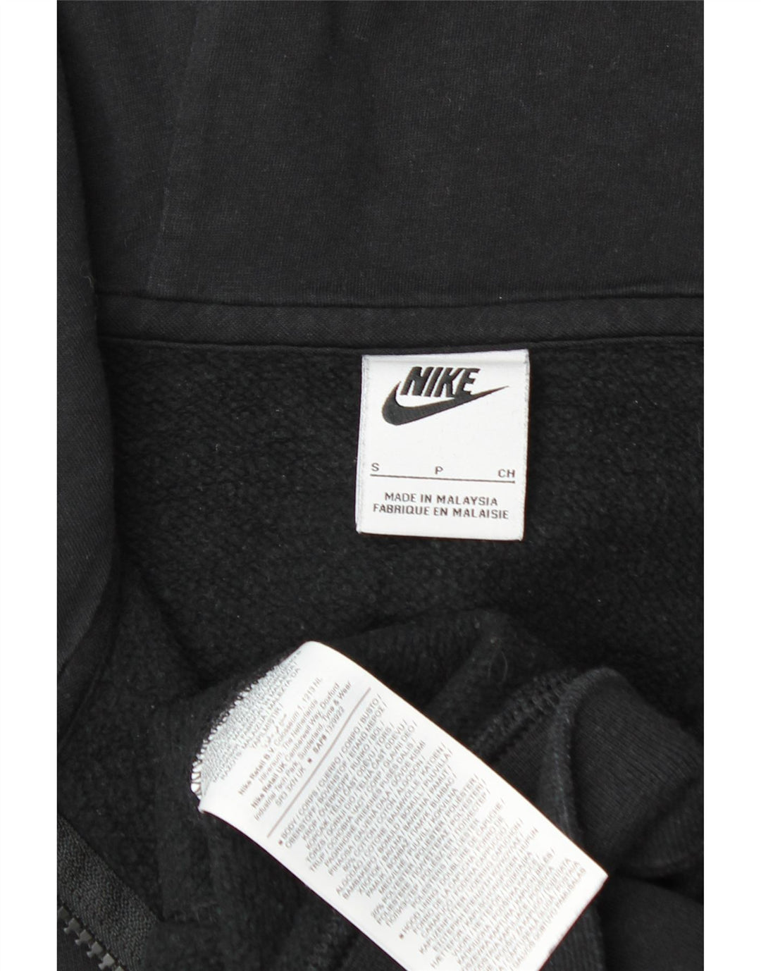 NIKE Mens Zip Hoodie Sweater Small Black Cotton