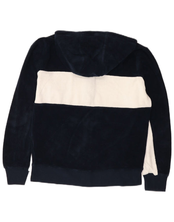 Russell Athletic Mens Zip Hoodie Sweater Small Navy Blue Colourblock Cotton