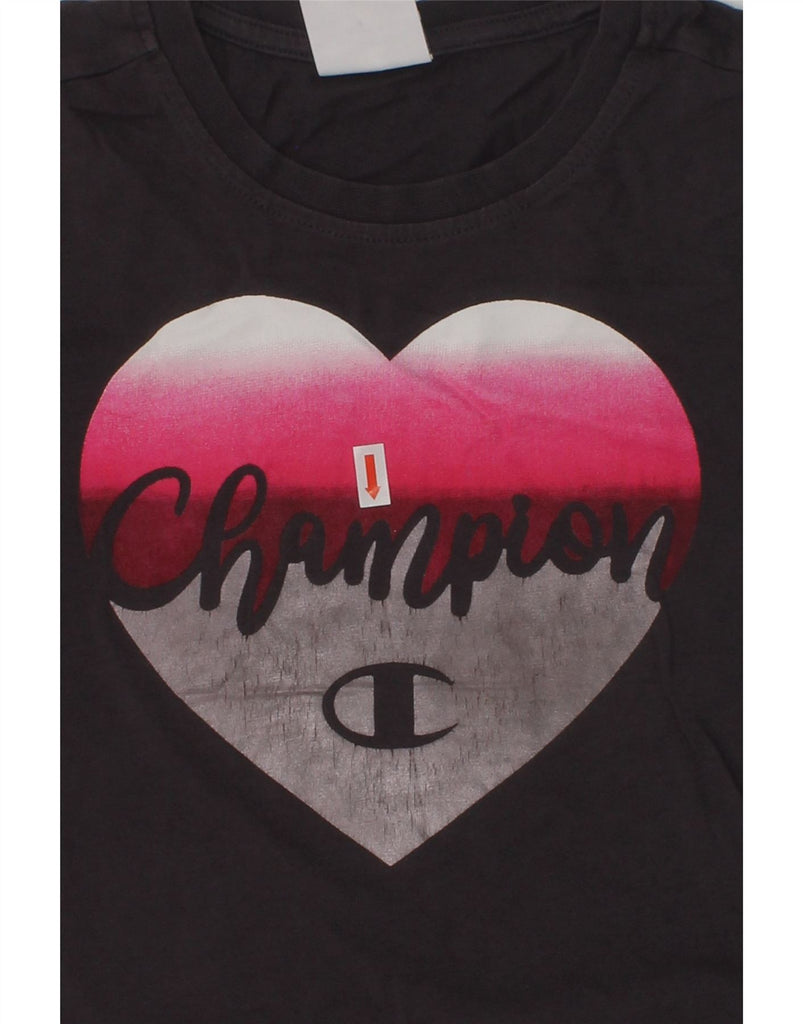 CHAMPION Girls Graphic T-Shirt Top 7-8 Years Small Black | Vintage Champion | Thrift | Second-Hand Champion | Used Clothing | Messina Hembry 