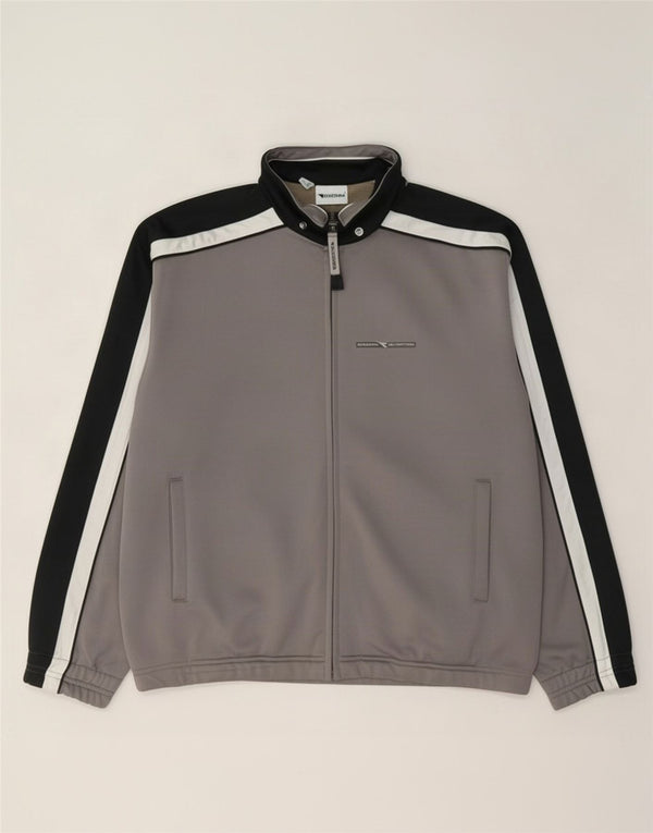 Diadora Mens Tracksuit Top Jacket UK 36 Small Grey Colourblock Polyester