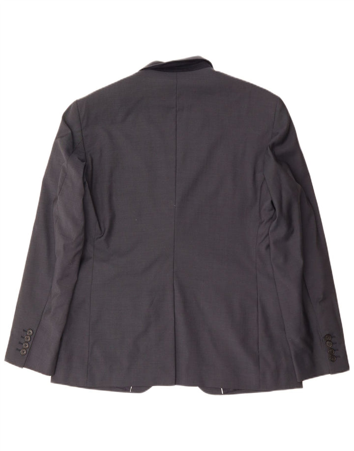 REISS Mens 1 Button Blazer Jacket UK 38 Medium Navy Blue Wool