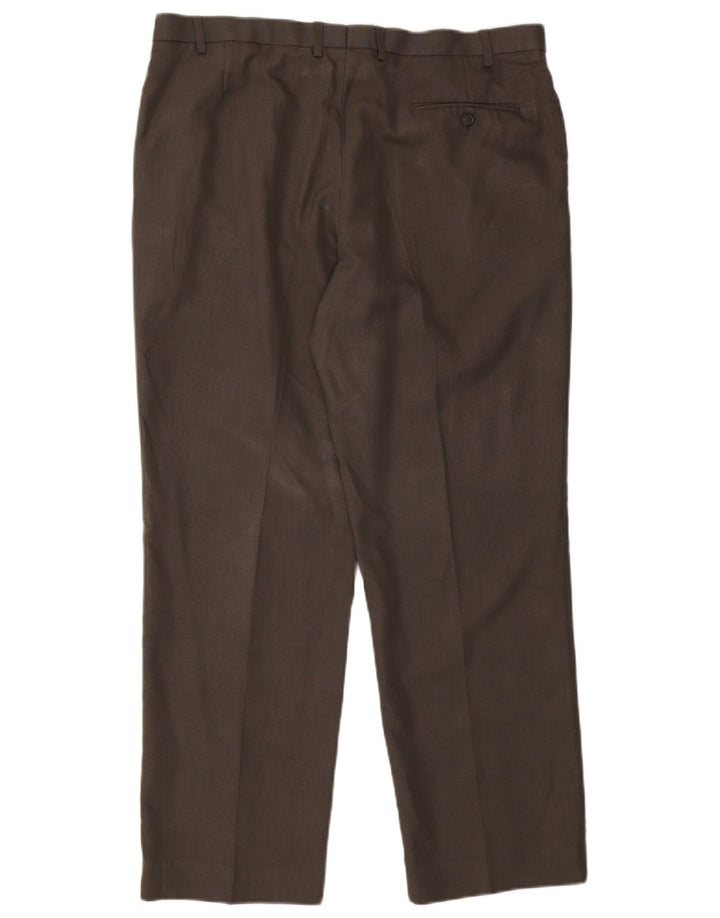Marks & Spencer Mens Pegged Suit Trousers W40 L31 Khaki Polyester