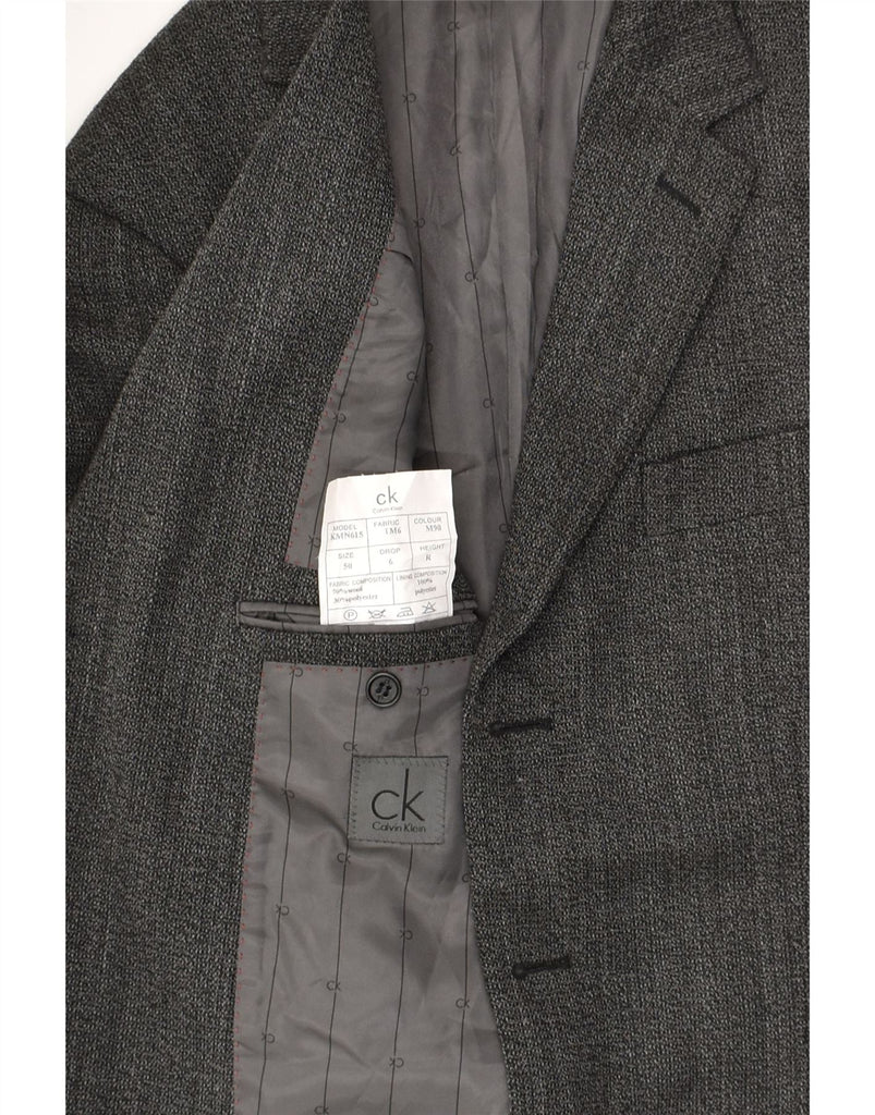 CALVIN KLEIN Mens 3 Button Blazer Jacket IT 50 Large Grey Wool | Vintage Calvin Klein | Thrift | Second-Hand Calvin Klein | Used Clothing | Messina Hembry 