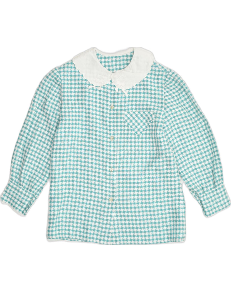 VINTAGE Girls Shirt Blouse 15-16 Years Turquoise Houndstooth | Vintage Vintage | Thrift | Second-Hand Vintage | Used Clothing | Messina Hembry 