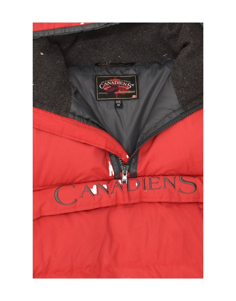 CANADIENS Mens Pullover Hooded Padded Jacket UK 38 Medium Red Polyamide | Vintage Canadiens | Thrift | Second-Hand Canadiens | Used Clothing | Messina Hembry 