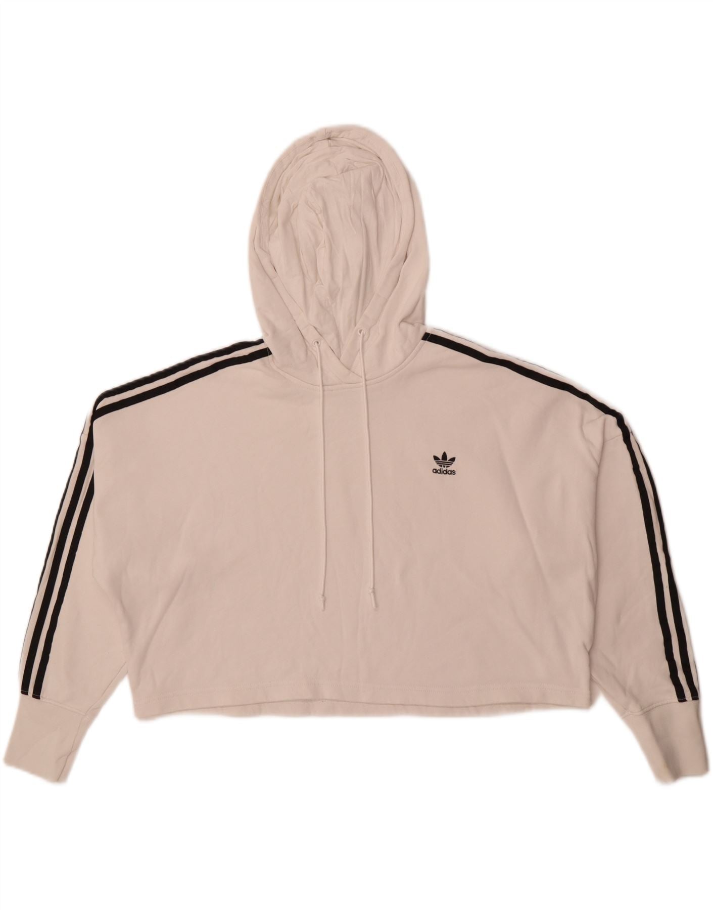 ADIDAS Womens Oversized Crop Hoodie Jumper UK 12 Medium White
