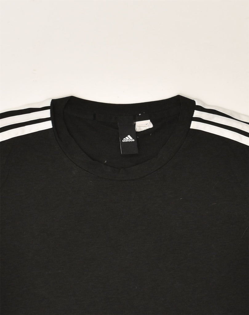 ADIDAS Womens T-Shirt Top UK 12 Medium Black Cotton | Vintage Adidas | Thrift | Second-Hand Adidas | Used Clothing | Messina Hembry 