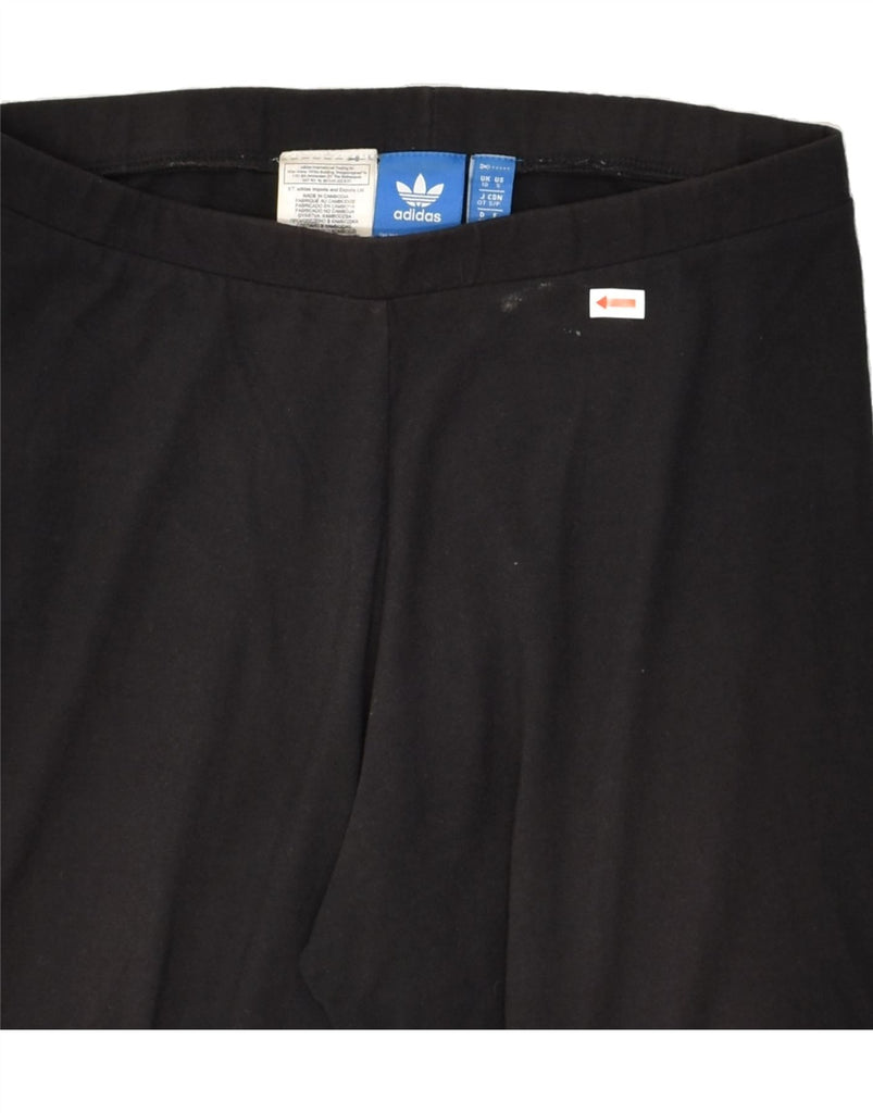 ADIDAS Womens Graphic Leggings UK 10 Small Black Cotton | Vintage Adidas | Thrift | Second-Hand Adidas | Used Clothing | Messina Hembry 