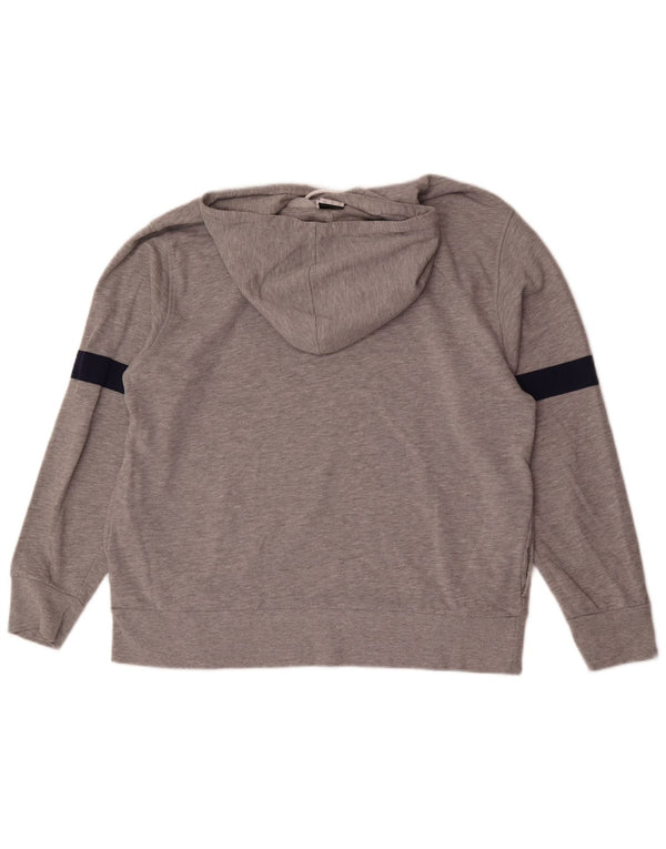 New Balance Mens Graphic Hoodie Jumper Large Grey Colourblock Cotton