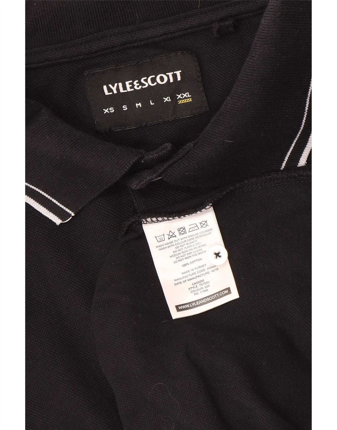 Lyle & Scott Mens Polo Shirt 2XL Black Cotton