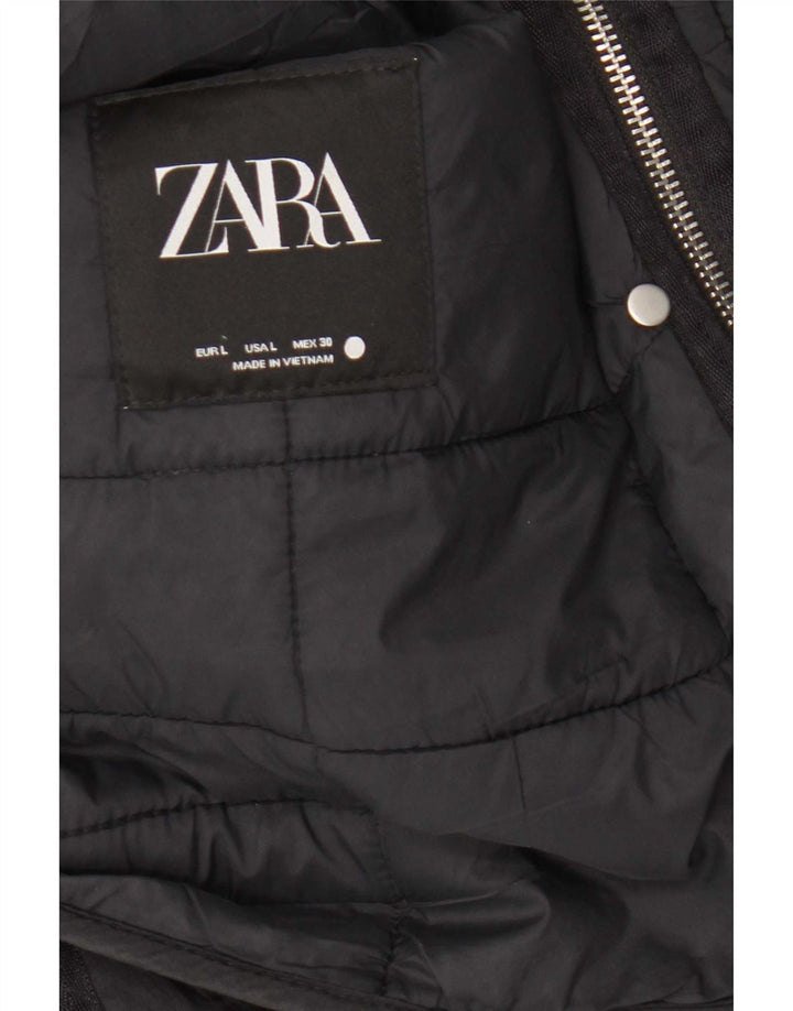 Zara Womens Padded Jacket UK 16 Large Black Polyester