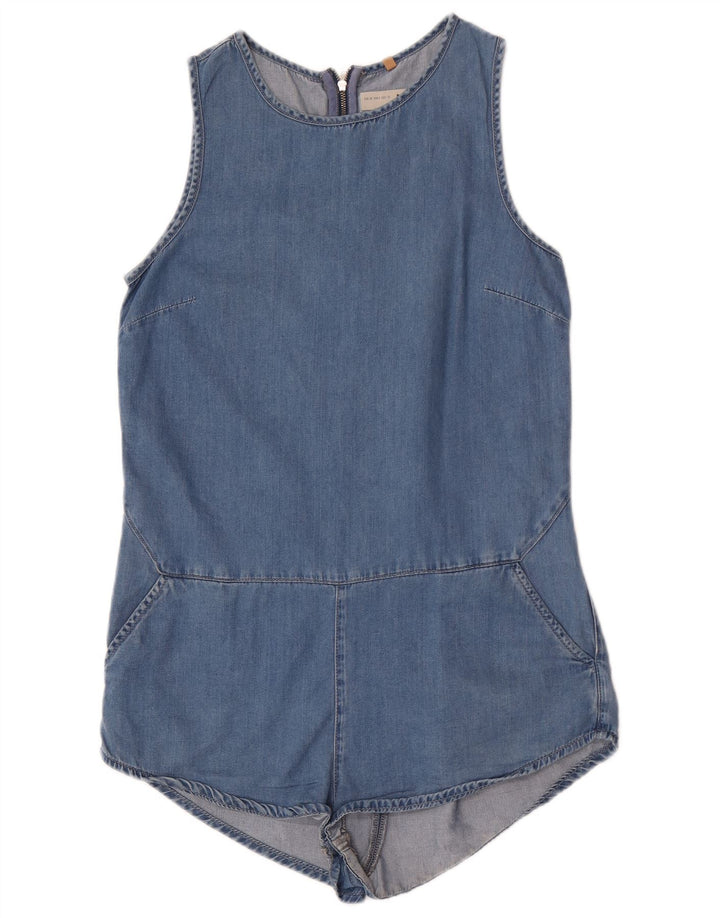Topshop Womens Denim Playsuit UK 10 Small Blue Cotton