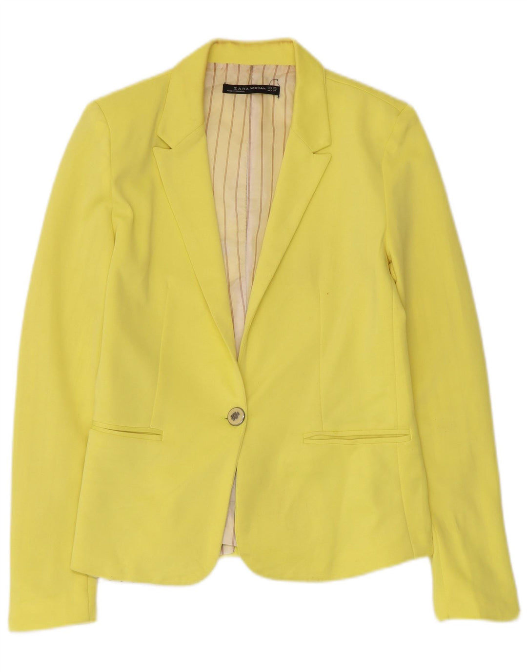Zara Womens 1 Button Blazer Jacket UK 6 XS Yellow