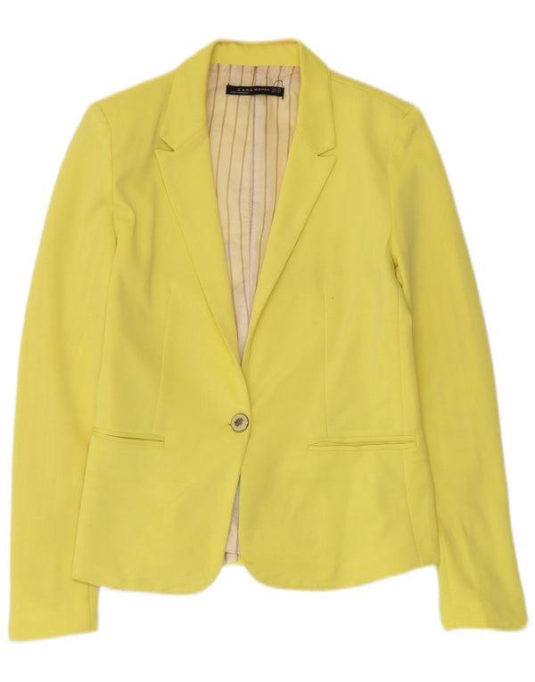 Zara Womens 1 Button Blazer Jacket UK 6 XS Yellow