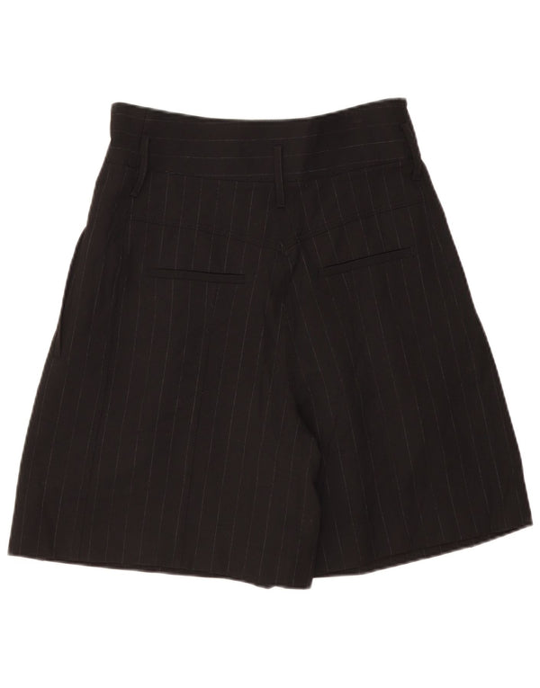 Zara Womens Wide Leg High Waist Bermuda Shorts Medium W28 Black Pinstripe