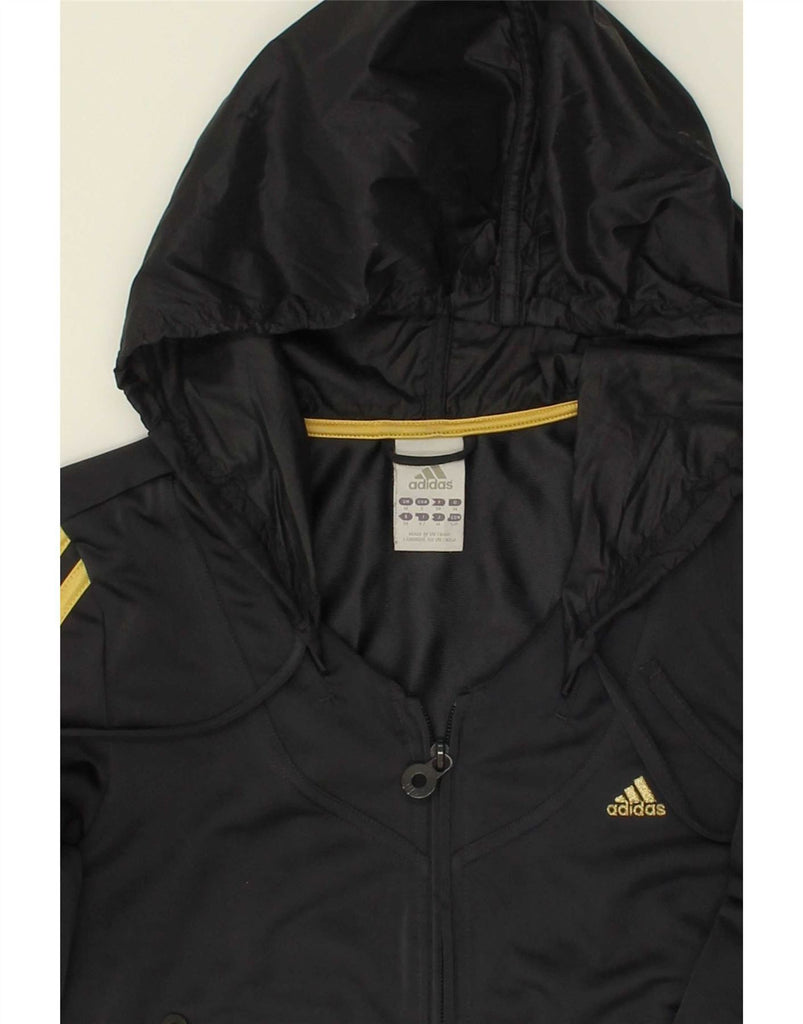 ADIDAS Womens Crop Zip Hoodie Sweater UK 10 Small Black Polyester Vintage Adidas and Second-Hand Adidas from Messina Hembry 