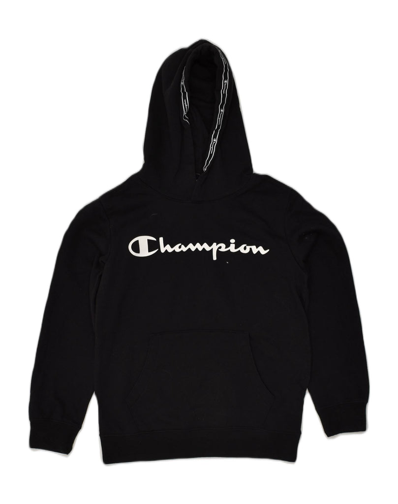 CHAMPION Boys Graphic Hoodie Jumper 11-12 Years Large  Black Cotton | Vintage Champion | Thrift | Second-Hand Champion | Used Clothing | Messina Hembry 