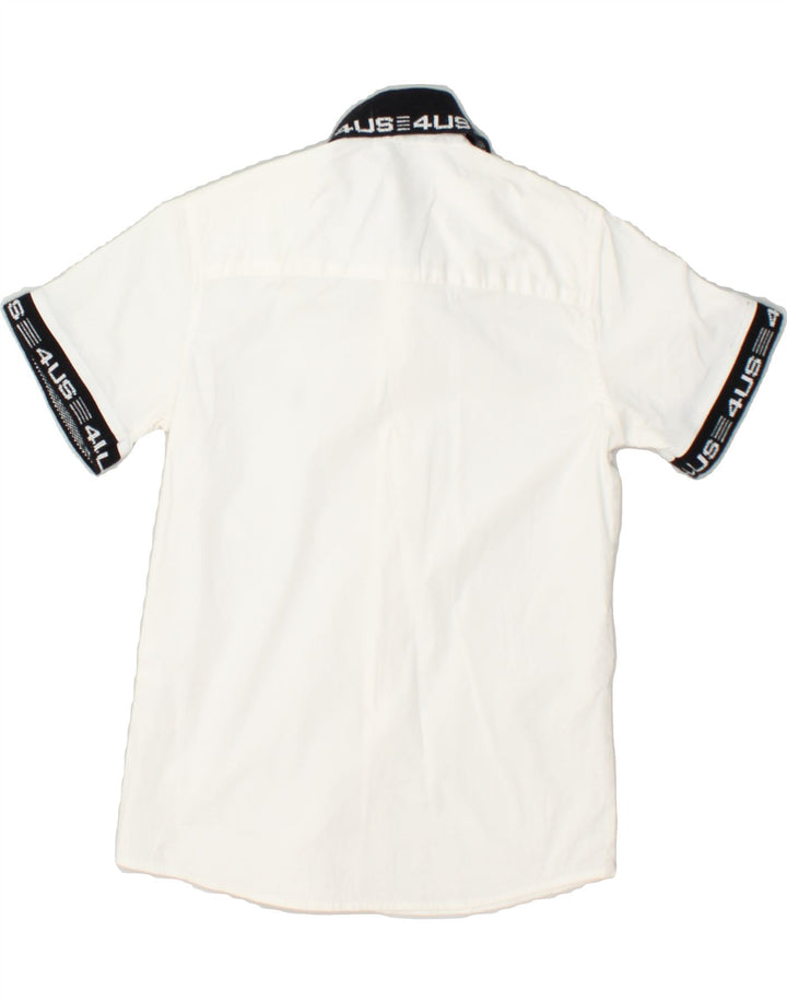 CESARE PACIOTTI Boys Graphic Short Sleeve Shirt 7-8 Years White Cotton | Vintage Cesare Paciotti | Thrift | Second-Hand Cesare Paciotti | Used Clothing | Messina Hembry 