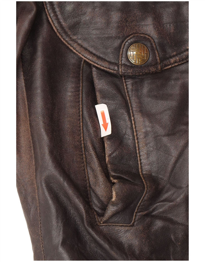 Vintage Mens Leather Jacket UK 44 2XL Black Leather