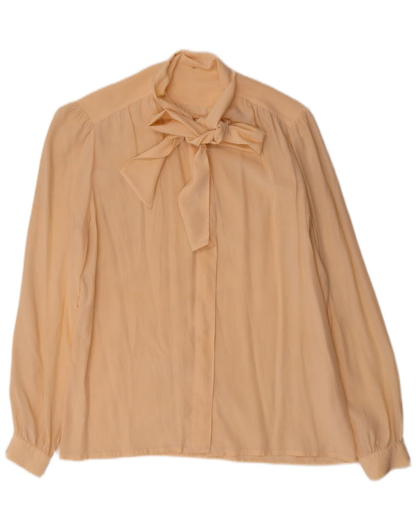 Vintage Womens Front Tie Shirt Blouse IT 42 Medium Yellow Silk