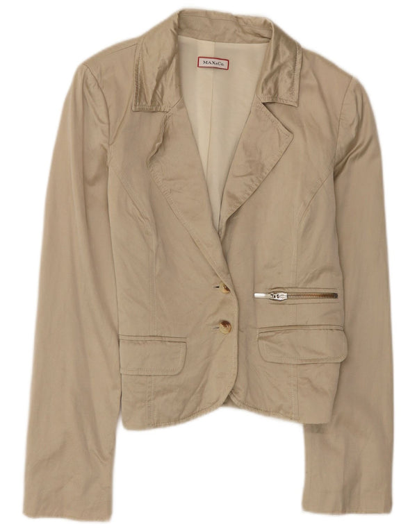Max & Co. Womens Crop 2 Button Blazer Jacket UK 12 Medium Beige