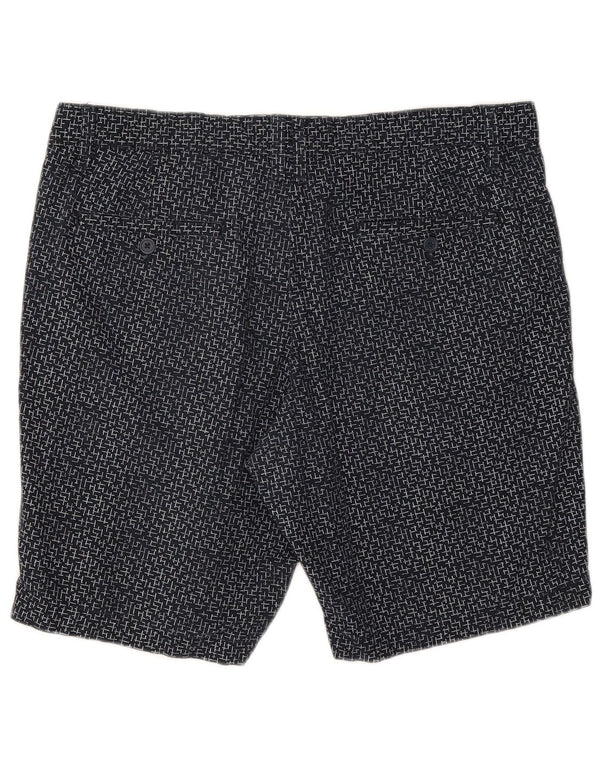 Penguin Mens Chino Shorts W36 Large  Navy Blue Geometric Cotton