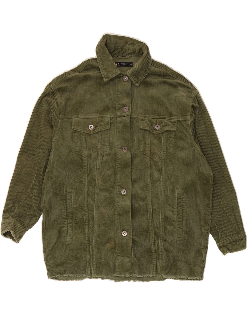ZARA Womens Oversized Corduroy Jacket UK 6 XS Green Cotton Vintage Zara and Second-Hand Zara from Messina Hembry 