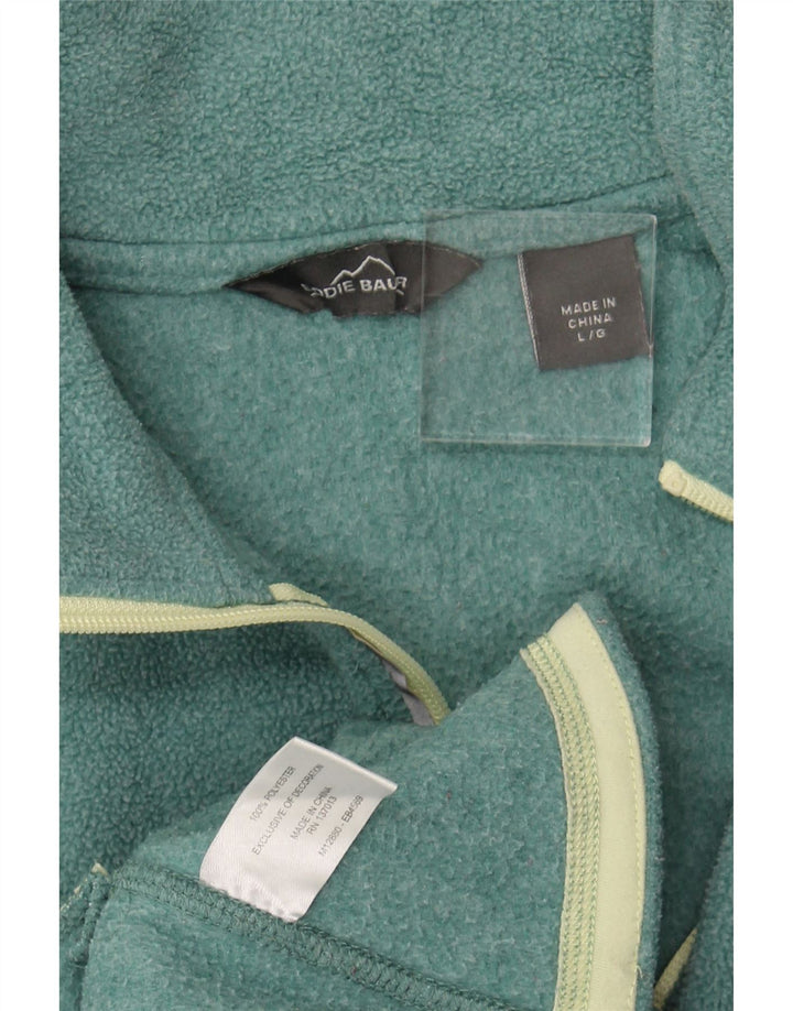 EDDIE BAUER Womens Zip Neck Fleece Jumper UK 16 Large Green Polyester