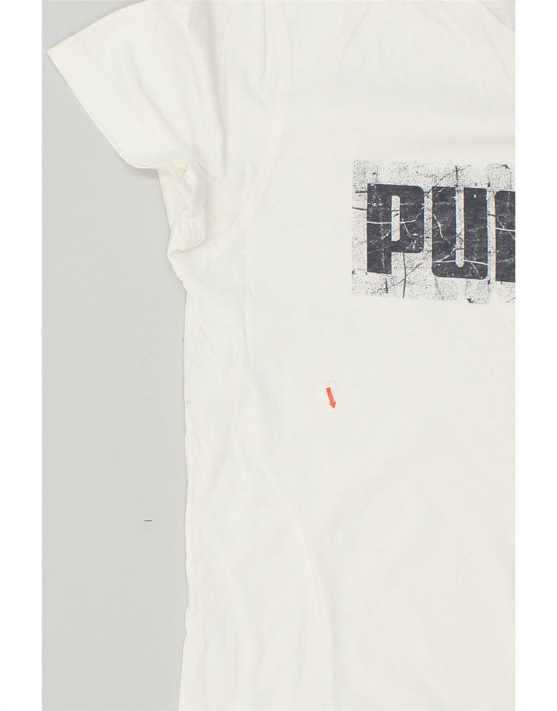 PUMA Mens Graphic T-Shirt Top Medium White | Vintage Puma | Thrift | Second-Hand Puma | Used Clothing | Messina Hembry 