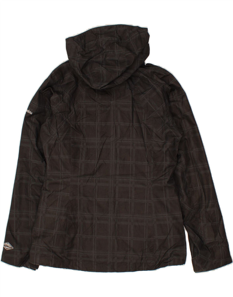 COLUMBIA Womens Hooded Windbreaker Jacket UK 14 Medium Black Check Cotton Vintage Columbia and Second-Hand Columbia from Messina Hembry 