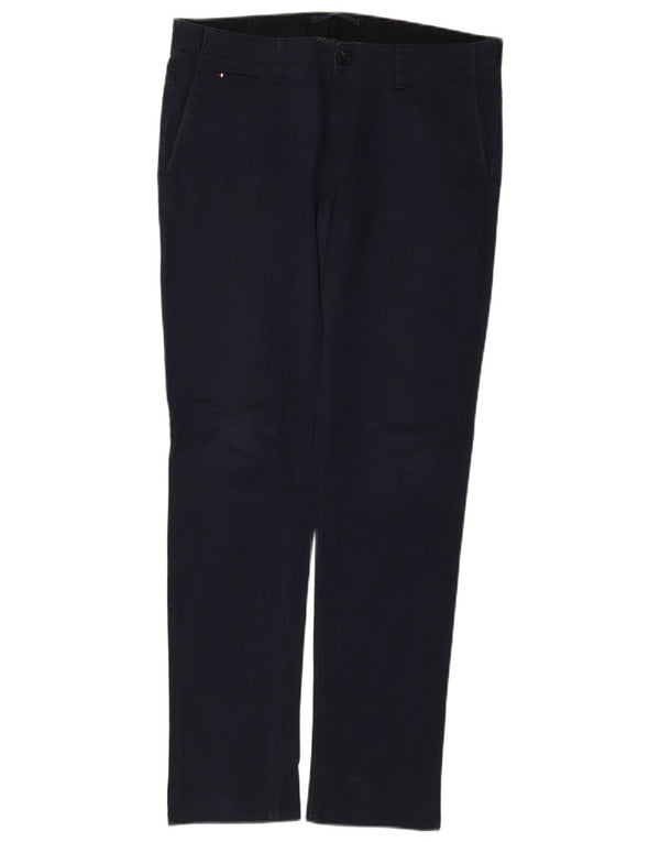 Zara Mens Slim Chino Trousers EU 42 Large W32 L30 Navy Blue Cotton