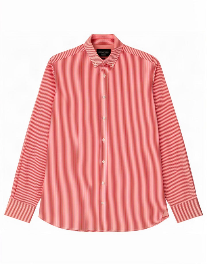 Hackett Mens Shirt Medium Red Striped Cotton