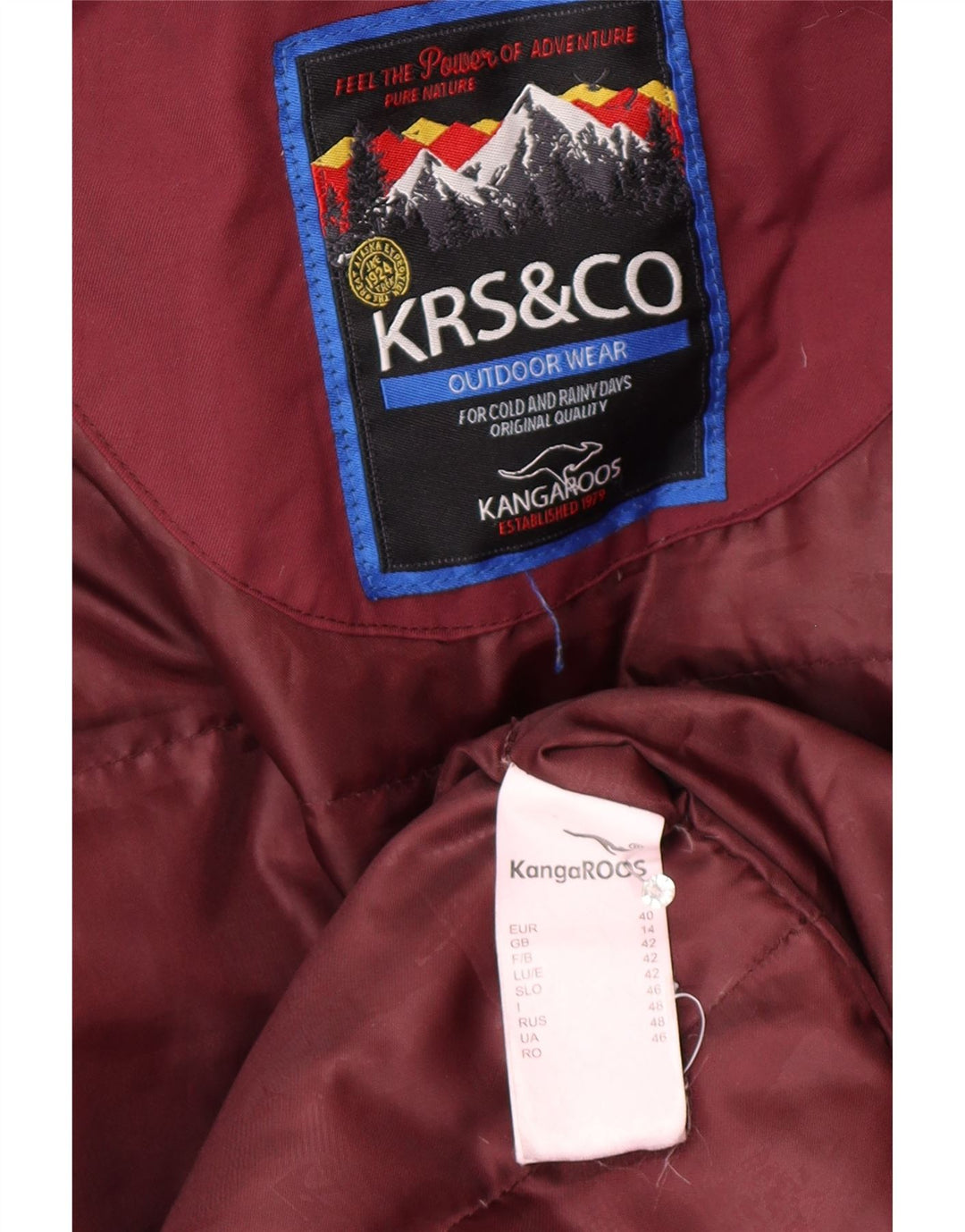 Kangaroos Womens Hooded Parka Jacket UK 14 Large Burgundy Polyamide
