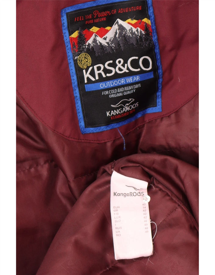 Kangaroos Womens Hooded Parka Jacket UK 14 Large Burgundy Polyamide