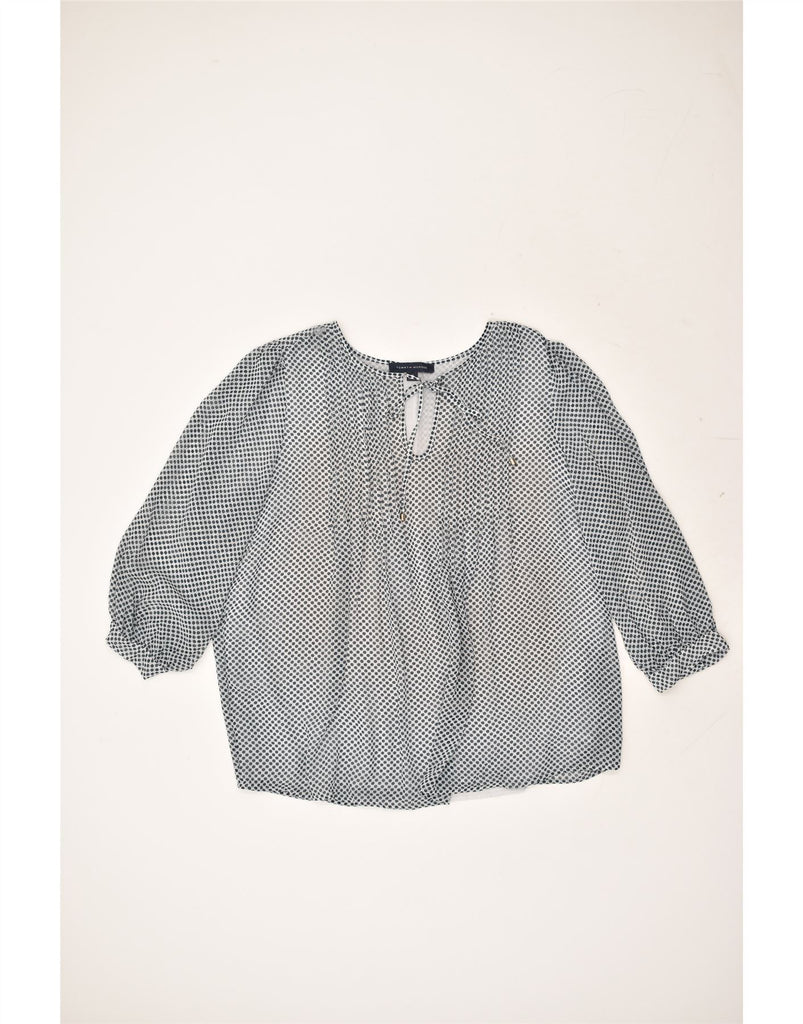 TOMMY HILFIGER Womens Oversized 3/4 Sleeve Blouse Top UK 18 XL Grey | Vintage Tommy Hilfiger | Thrift | Second-Hand Tommy Hilfiger | Used Clothing | Messina Hembry 