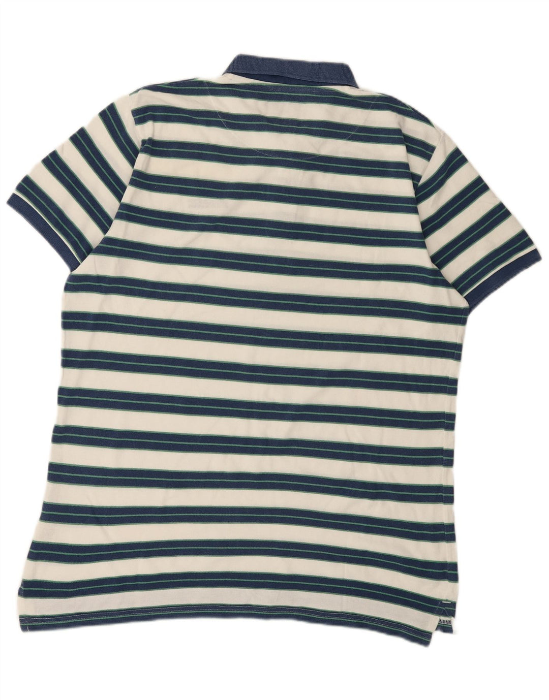 WOOLRICH Mens Polo Shirt XL Blue Striped Cotton