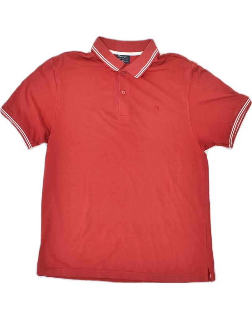 CHAMPION Mens Polo Shirt Medium Red Cotton | Vintage Champion | Thrift | Second-Hand Champion | Used Clothing | Messina Hembry 