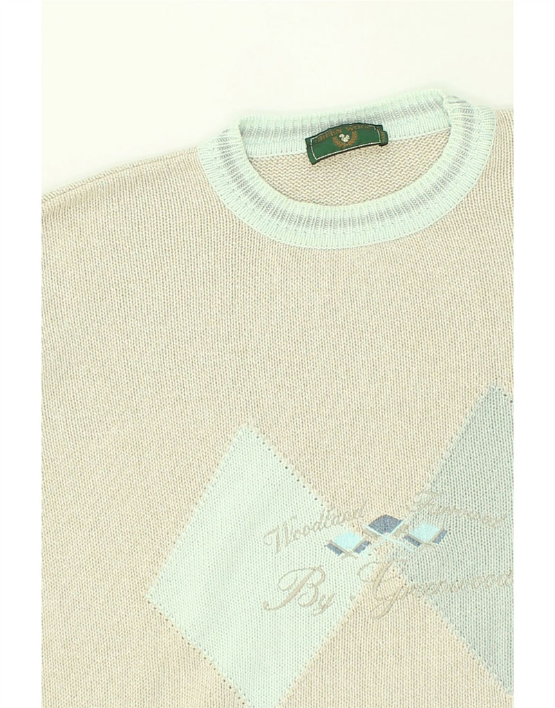 VINTAGE Womens Crew Neck Jumper Sweater UK 22 3XL Beige Argyle/Diamond | Vintage Vintage | Thrift | Second-Hand Vintage | Used Clothing | Messina Hembry 