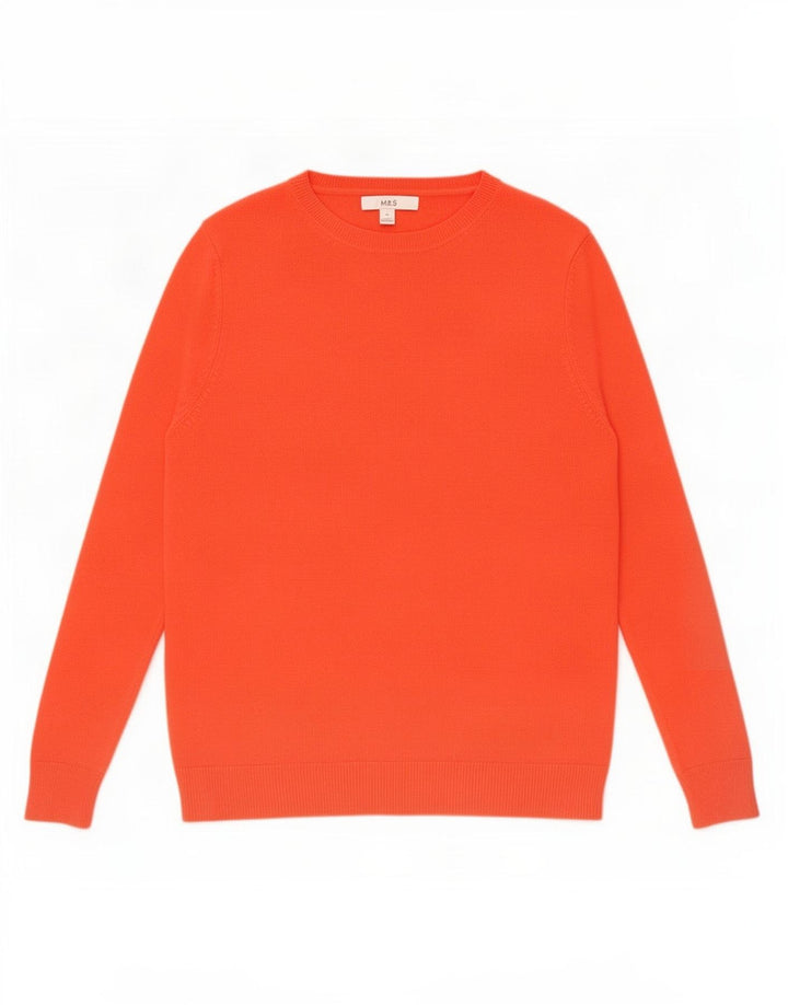 Marks & Spencer Womens Boat Neck Jumper Sweater UK 14 Medium Orange