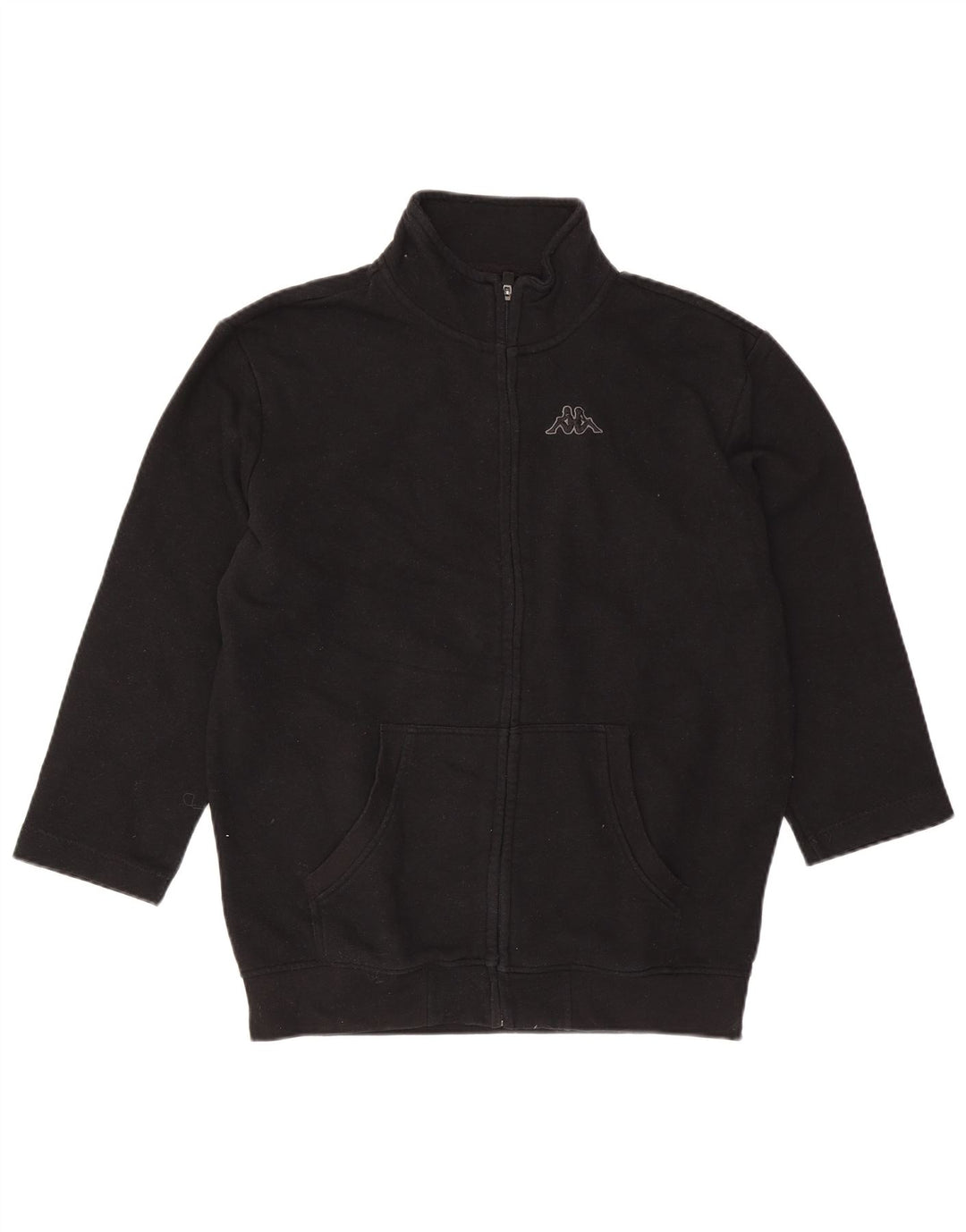 Kappa Womens Oversized Tracksuit Top Jacket UK 18 XL Black Cotton